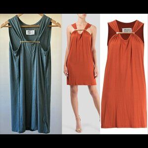 Maison Martin Margiela MM6 gathered distressed jersey Grecian column mini dress